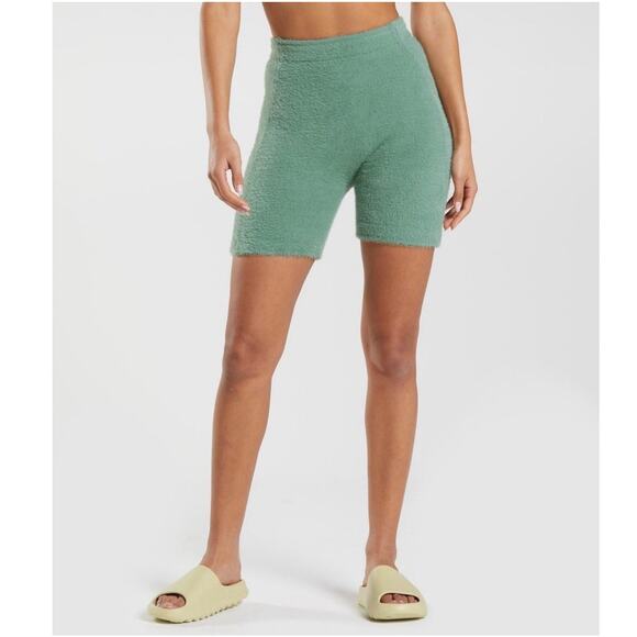 Whitney Simmons Gymshark Shorts Eyelash High Waisted Pull On Green Womens Size S - Picture 1 of 9